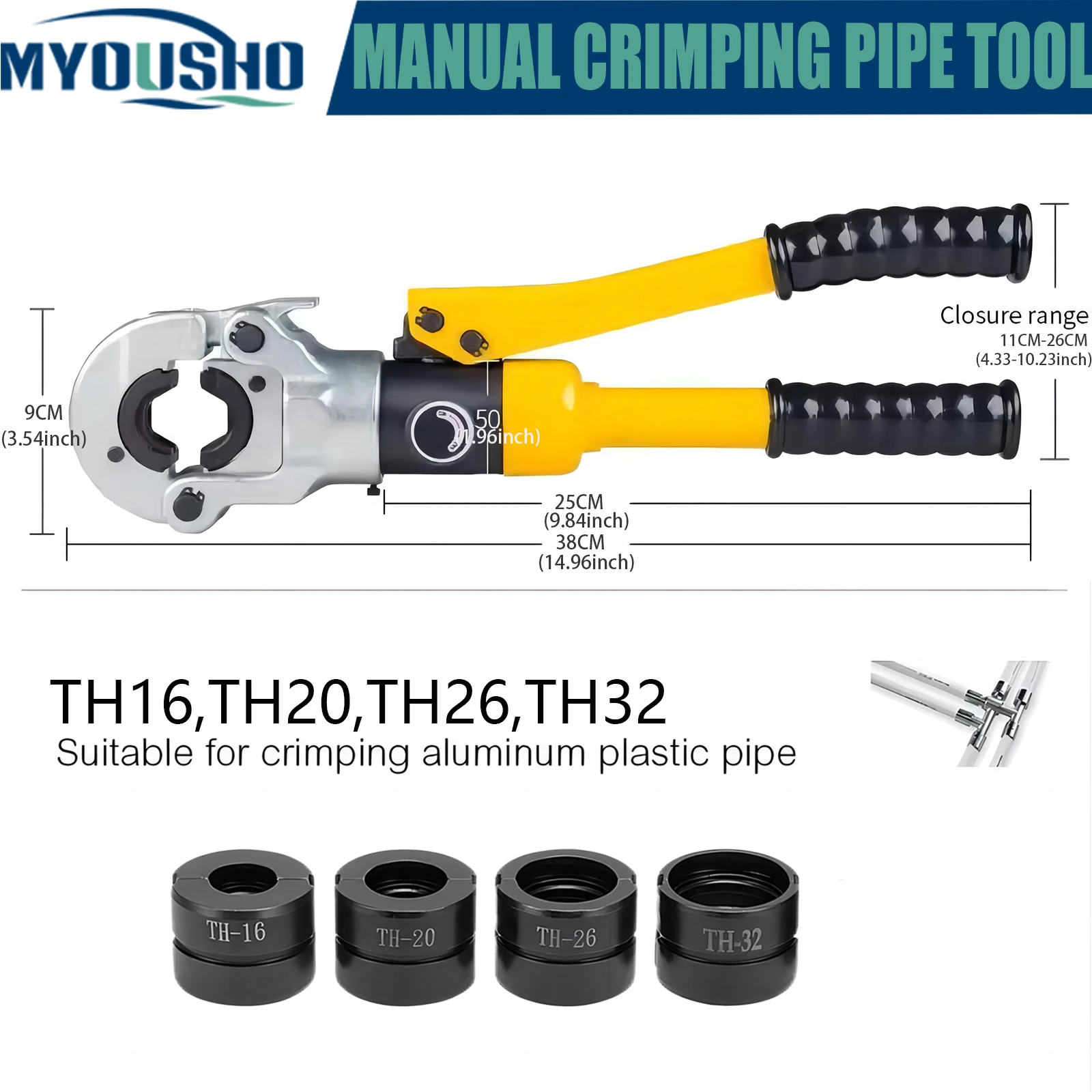 Multi layer crimping pliers 8T hydraulic pliers crimping pliers diameter 16-32mm composite pipe with 5TH mold