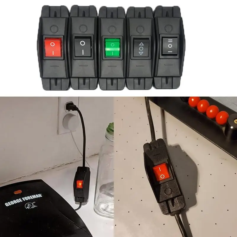Large Current Inline Cord Switch 1-5Pcs 16A AC125V/250V in-Line on/Off Rocker Appliance Switch for High Power Lamp or Equipment