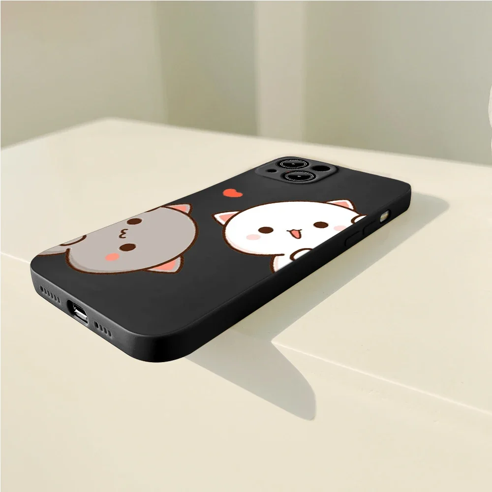 Lovely Peach Mochi Cat Cartoon lovers Phone Case for IPhone 14 11 12 13 Pro 15 Pro Max Samsung Galaxy A43 A54 s24 S23 ULTRA Case