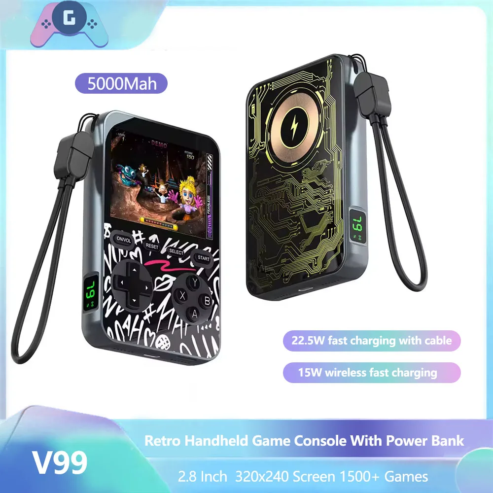 

Pd 22.5w 10000mAh Portable Charger Wireless Power Banks 5000mah Magnetic Build-in Handheld Game Console