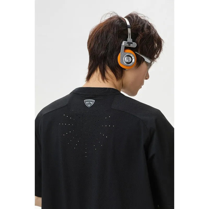 Light Outdoor Cool Breathable Running Sports T-shirt for Men Summer Thin Solid Color Loose Texture