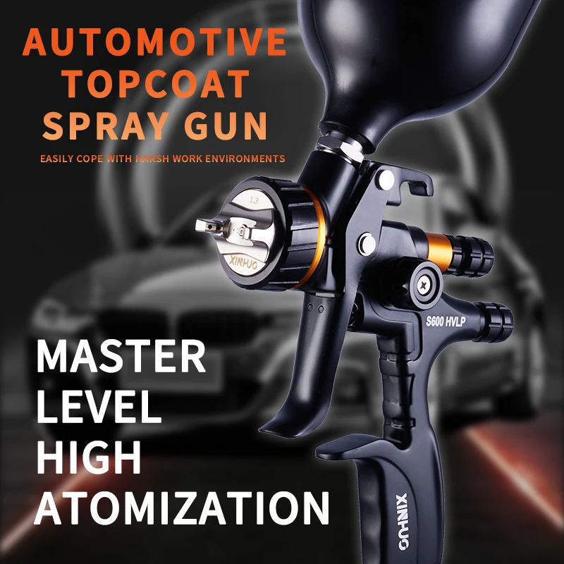 

XINHUO S600 Pneumatic Spray Gun 1.3mm Stainless Steel Spray Nozzle 600ml Pot Car Furniture Spray Paint Clear Atomization