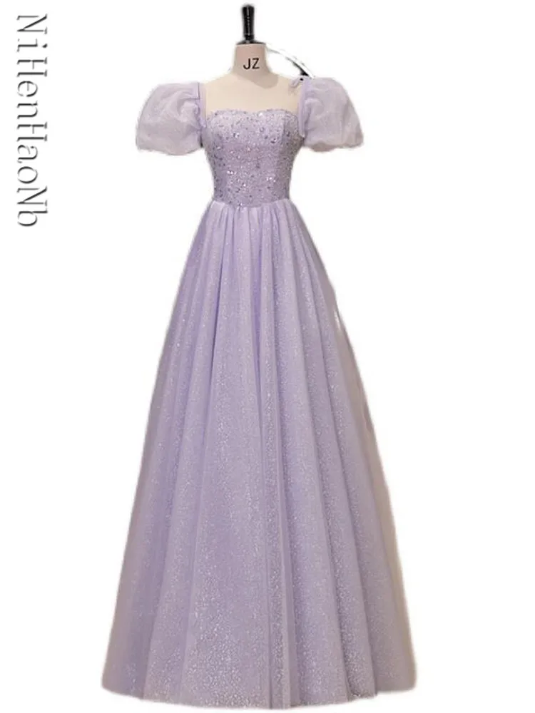 

Elegant Sweet Princess Quinceanera Dresses Puff Sleeve Korean Kawaii Long Female 2023 Casual Evening Party Dress