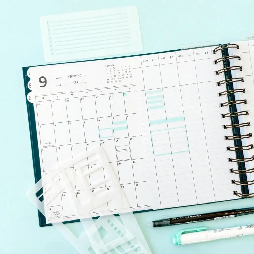 Templat Gambar Fleksibel Set Templat Fleksibel Buatan Tangan untuk Diy Scrapbooking Jurnal dengan Daftar Periksa Gambar Perencana Kotak Titik