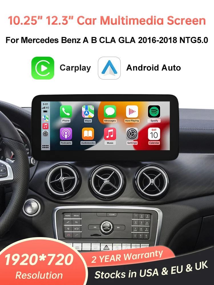 RoadTop Drahtlose CarPlay Android Auto Auto Multimedia Display Für Mercedes-Benz CLA GLA EINE Klasse W176 2016-2018 NTG 5,0 TouchScreen