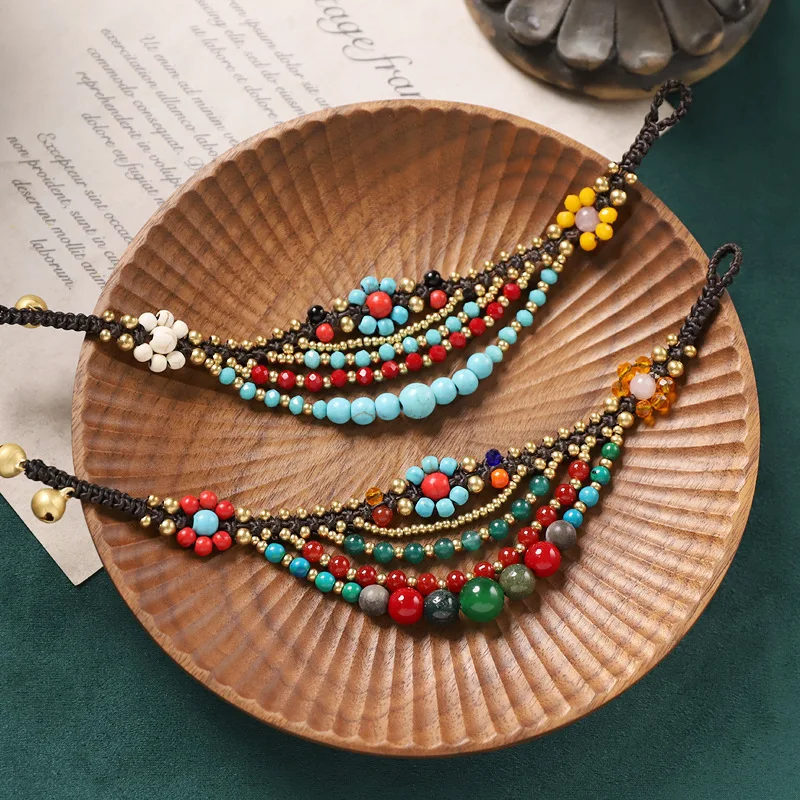 Ethnic Tibetan Style Bead Bracelets for Women Vintage Nepalese Gems Hand-woven Multi-layered Luxury Jewelry Exotic Mystery Gifts