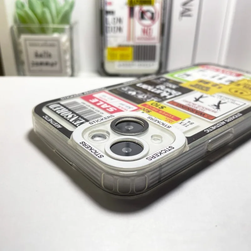 面白いミックスラベルコラージュステッカー付きスマホケース Samsung Galaxy S25 S23 S24 S22 Ultra Plus用 カバー Galaxy S24+ S23+ S25+ シェル