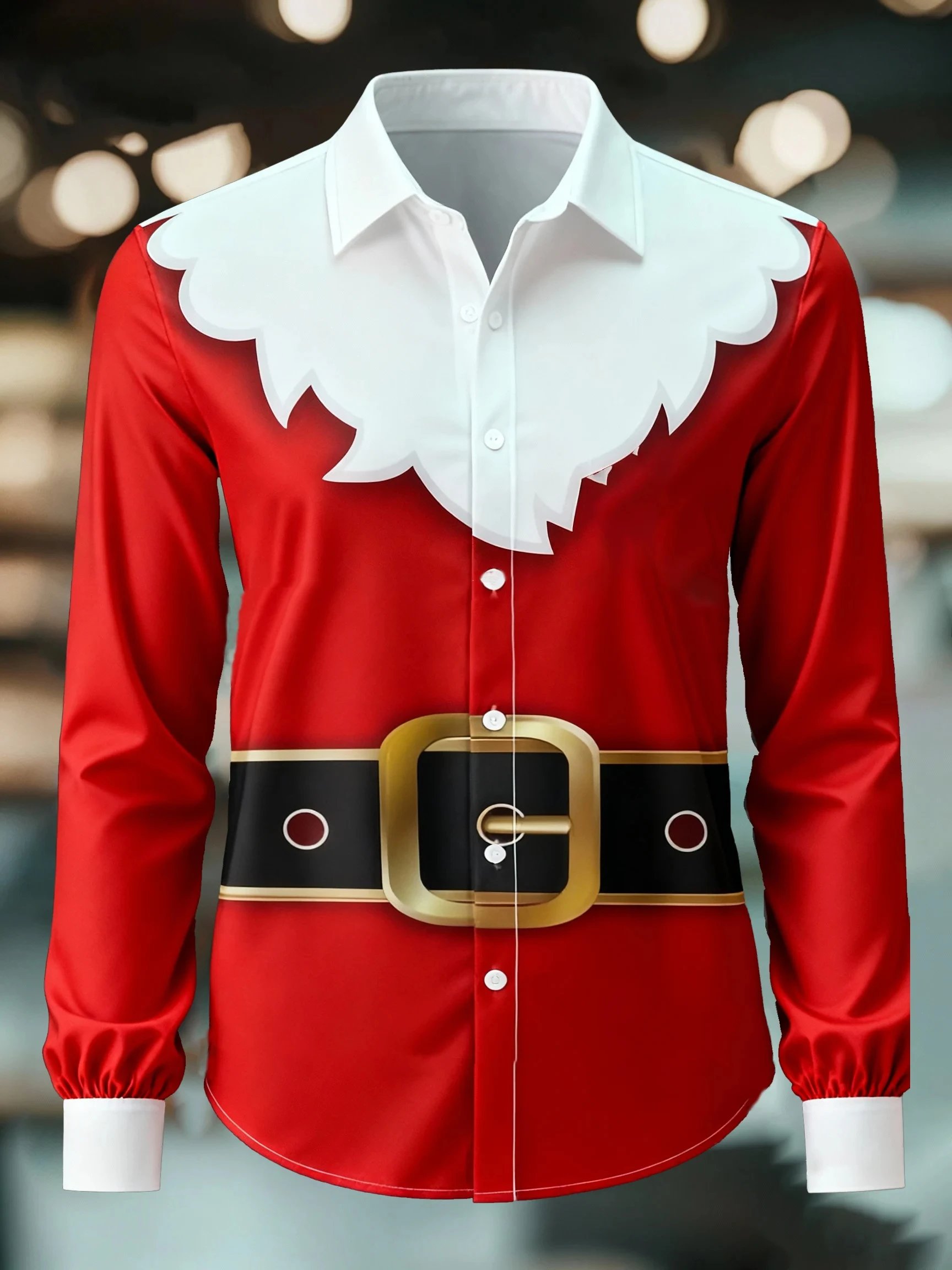 2025 عيد الميلاد موضوع الرجال ثلاثية الأبعاد ملابس منقوشة بكم طويل قمصان ملابس كاجوال عيد الميلاد مساء ملابس الحفلات الرجال الشارع الشهير الخريف #3