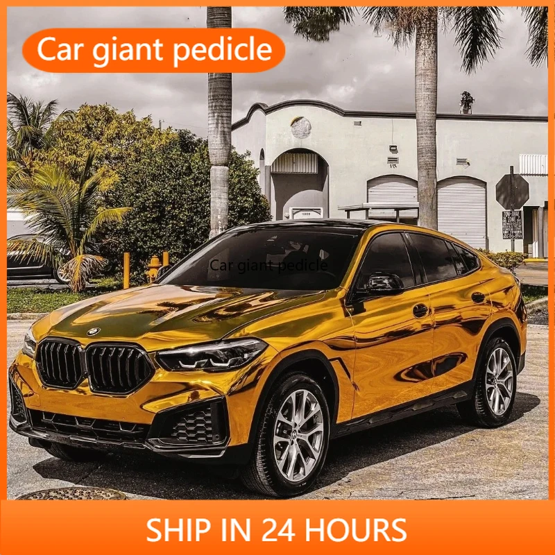 Highest qualityGloss Yellow Gold Chroming vinyl Wrap Film Car Wrap Film Non degumming Non fading quality Warranty 1.52M*17M roll