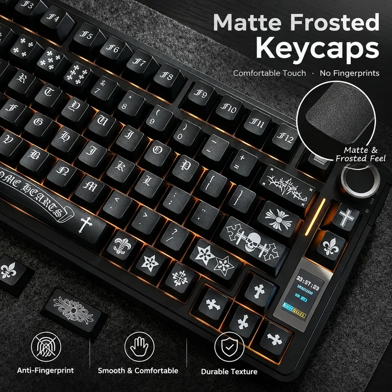 New Retro Black PBT Keycaps,135 Keys Cherry Profile Dye-Sub Custom GMK Key Cap Set For MX Switches Mechanical Keyboards 60% 75% - view 5