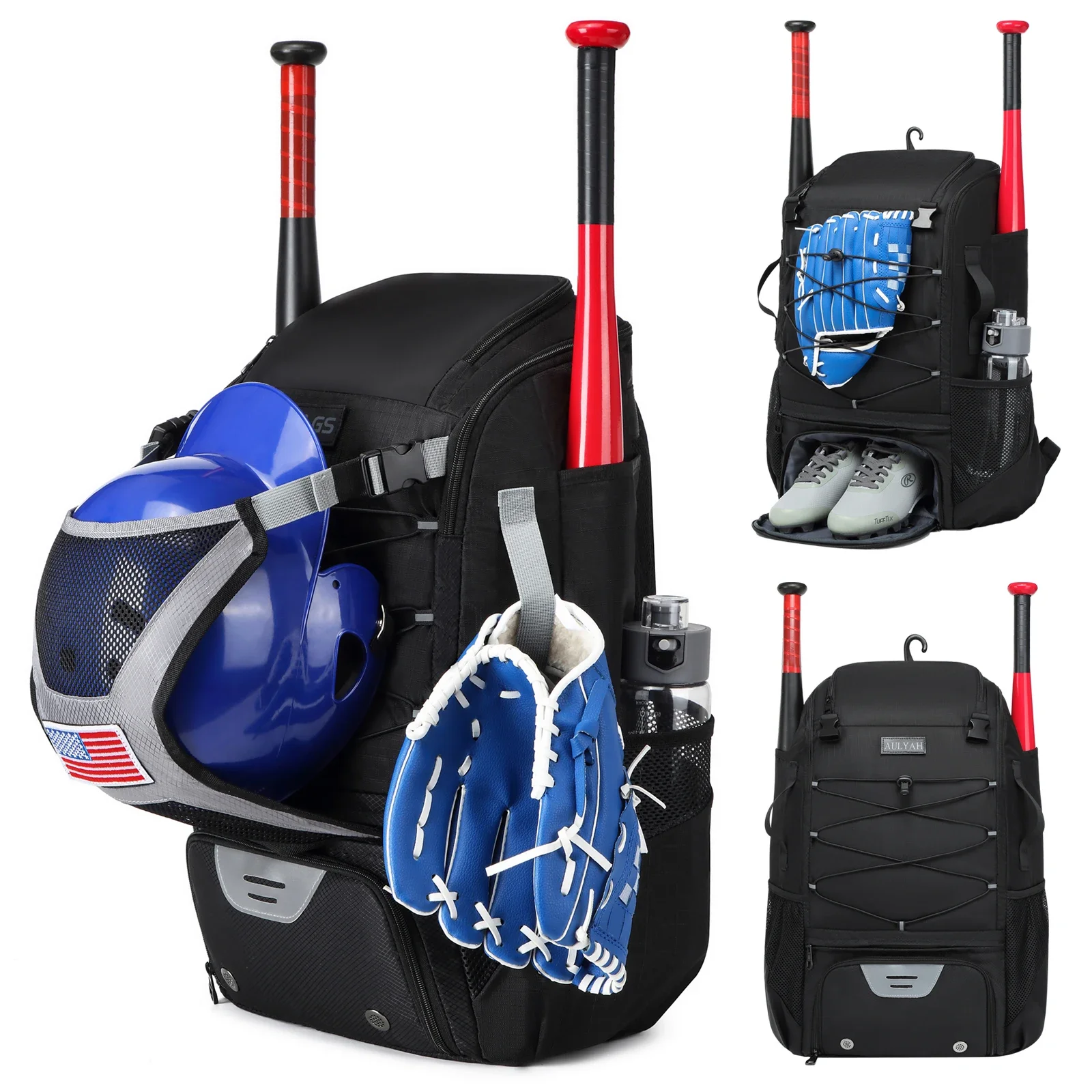 

Baseball Backpack with Shoe Compartment, Softball Bat Bag for Youth, Sports Equipment, Large Capacity