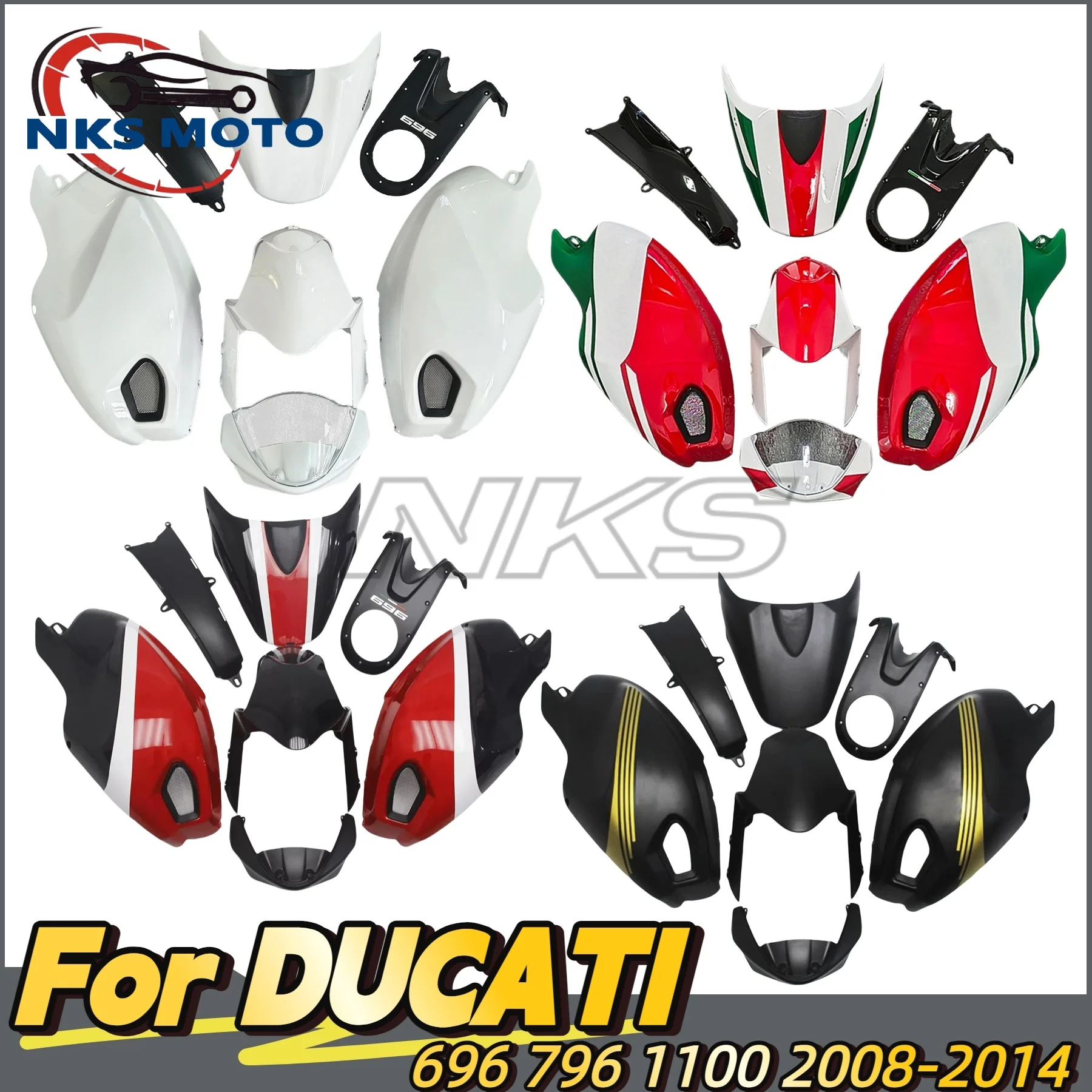 Kit de decoración de carrocería roja de plástico ABS para motocicleta DUCATI Monster 696 796 1100 1100S 2008-2014 08 09 10 11 12 13 14