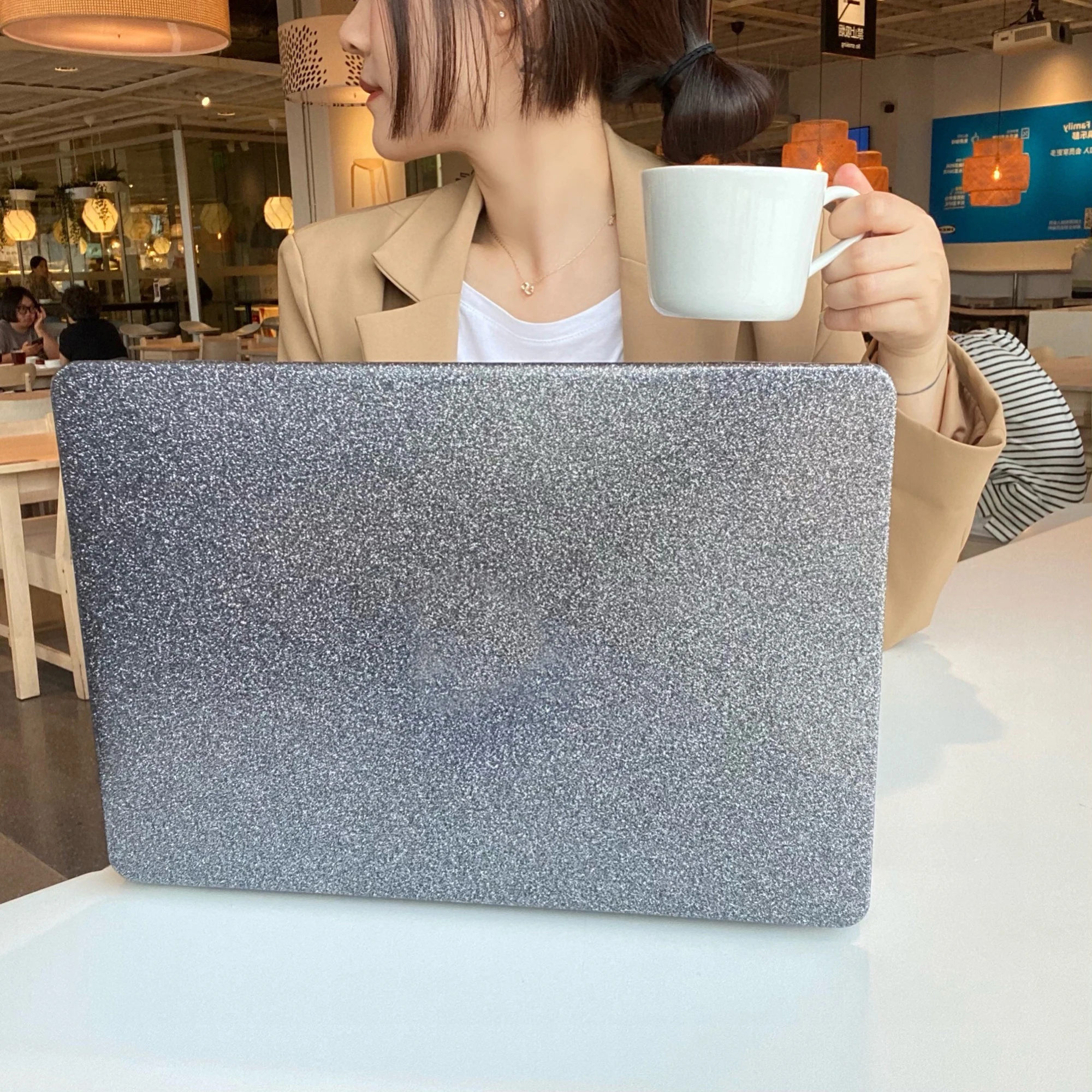 Hollow Glitter สีเทา MacBook Case,บทคัดย่อแล็ปท็อปกรณีสำหรับ MacBook Air 13 Macbook Pro 13 16 14 15ตัด Out Logo