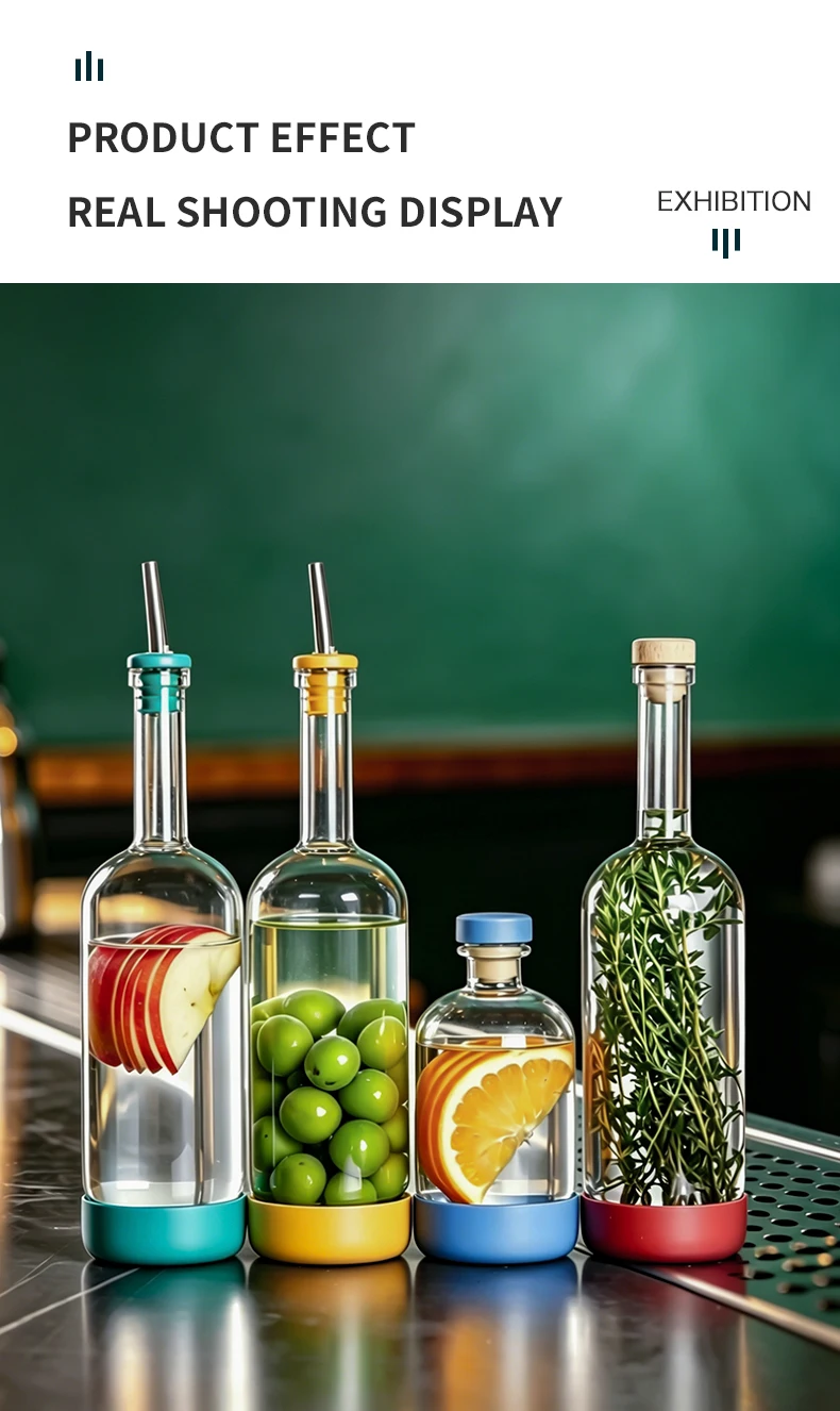 2PCS 800ml Inmeet Creative Bubble Wine Bottle Bar Juice Cocktail Oil Bottle with Scale Bartender Supplies