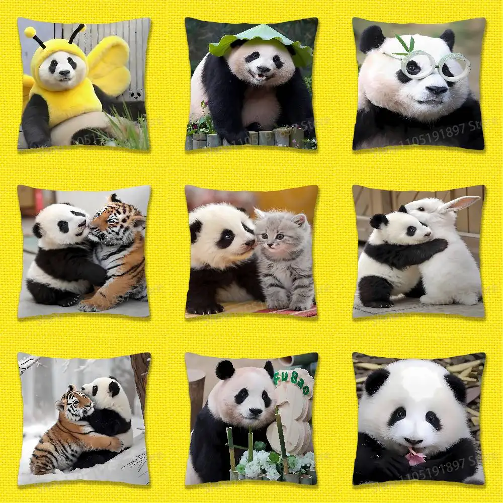 

Throw Pillow Case For 50cm 40cm 55cm 45cm 30cm Square Panda Fubao Tiger Rabbit Cat Bedroom Pillowcase Cover