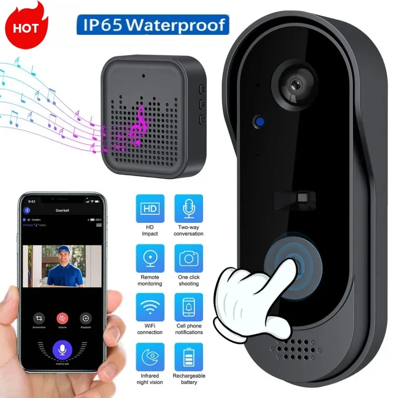 

Smart Visual Wireless Doorbell WiFi Outdoor HD Camera Security Door Bell Night Vision Video Intercom Voice Change Home Monitor