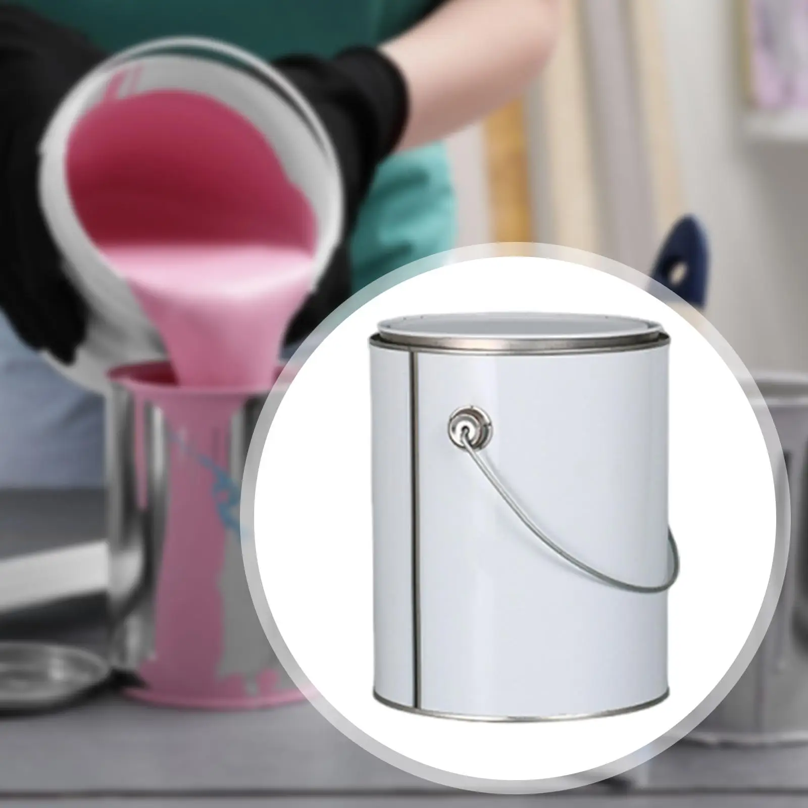 Empty Paint Can 4L Multifunctional with Handle Reusable Storage Container Metal Paint for Solvents DIY Art Supply Paints