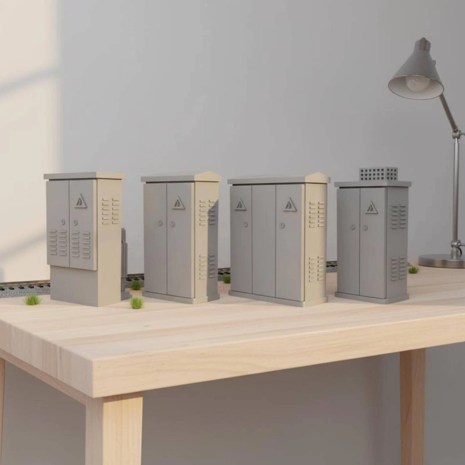 4 Pieces Transformer Box Unpainted Electrical Box Model Electrical Cabinet Unassembled Railway Scenery Resin