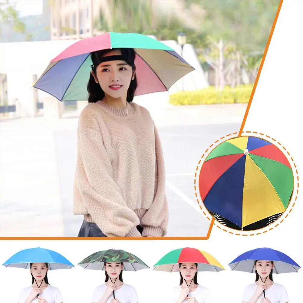 Umbrella Hat For Adult Portable Rain Beach Head Headwear Camping Outdoor Sunshade Fishing Foldable Waterproof Anti-Sun Anti-Rain