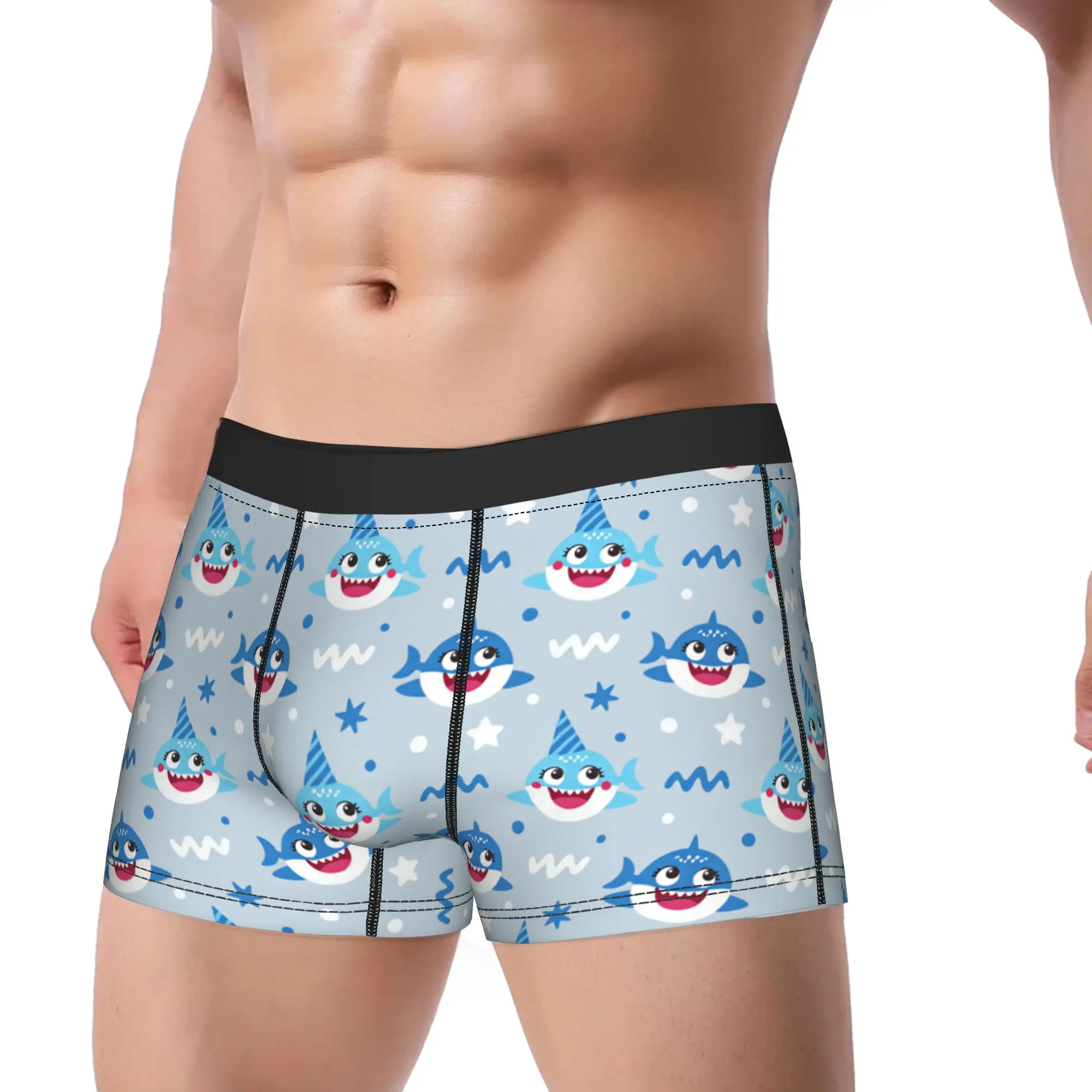 Seamless vector Pattern with Baby Shark Boxershorts  3D Pouch Underwear High Quality Shorts Briefs Comfortable Male Underpants
