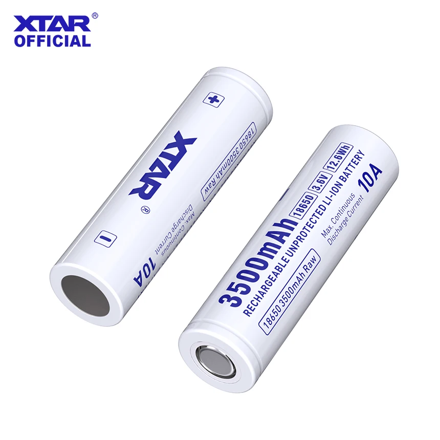 XTAR 4/8PCS 3.6V 18650 3500mAh RAW Rechargeable Li-ion Battery (Without Protection Circuit Board)  10A Discharge  500+ Cycle