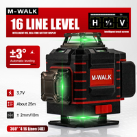 M-WALK 16 Lines 4D Laser Level 360° Self-Leveling Horizontal And Vertical Cross Line Laser Levels Super Powerful Green BeamTools