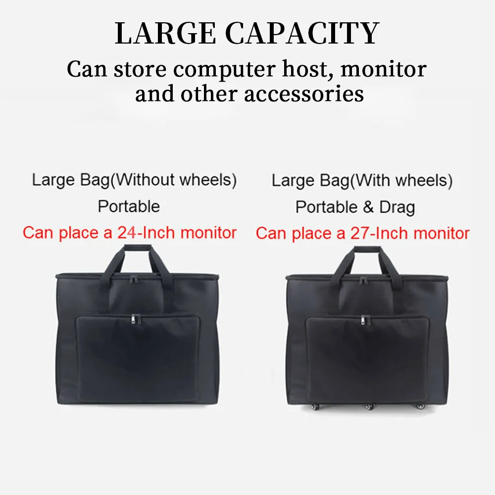 Desktop Gaming PC Computer Carrying Case Large Capacity Travel Storage Bag with Wheels for Computer Main Processor & Accessories