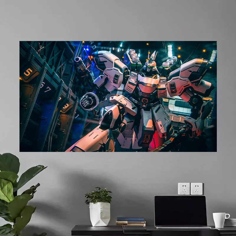 

Cool Gundam Robot Warrior Anime Sticker Bar Coffee Shop Wall Sticker Inner Room Decoration Painting Anime Poster Sticker