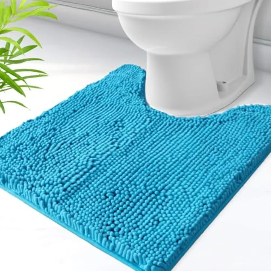 

U-Shaped Toilet Rug, Chenille Contour Bathroom Mat, Non-Slip PVC Backing, Machine Washable, 24x20