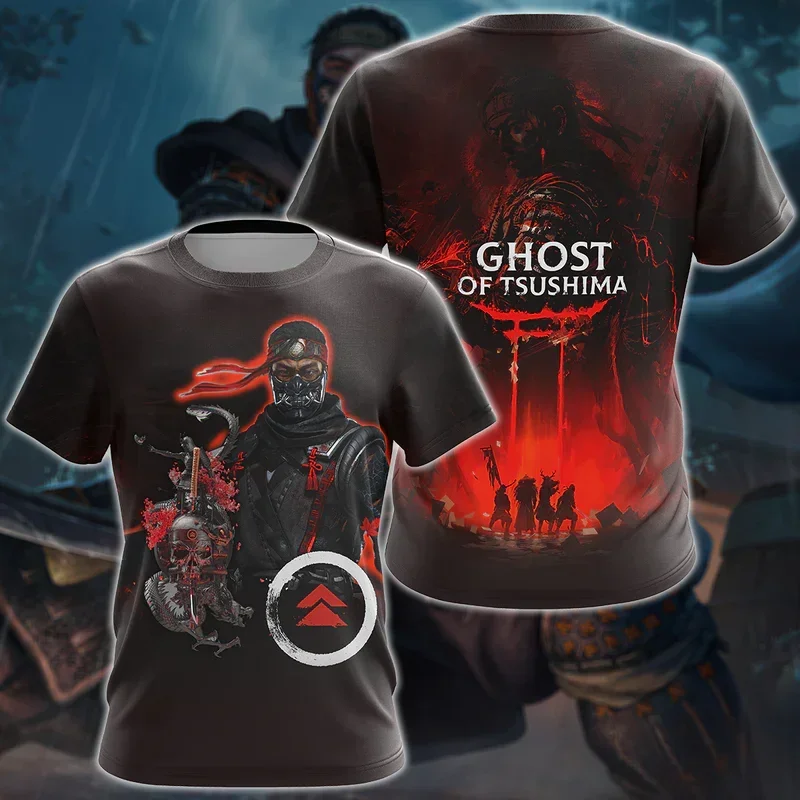 Gioco Ghost Of Tsushima T-Shirt Samurai Giapponese Stampa 3D Streetwear Uomo Donna Moda Maglietta Oversize Bambini Tees Top