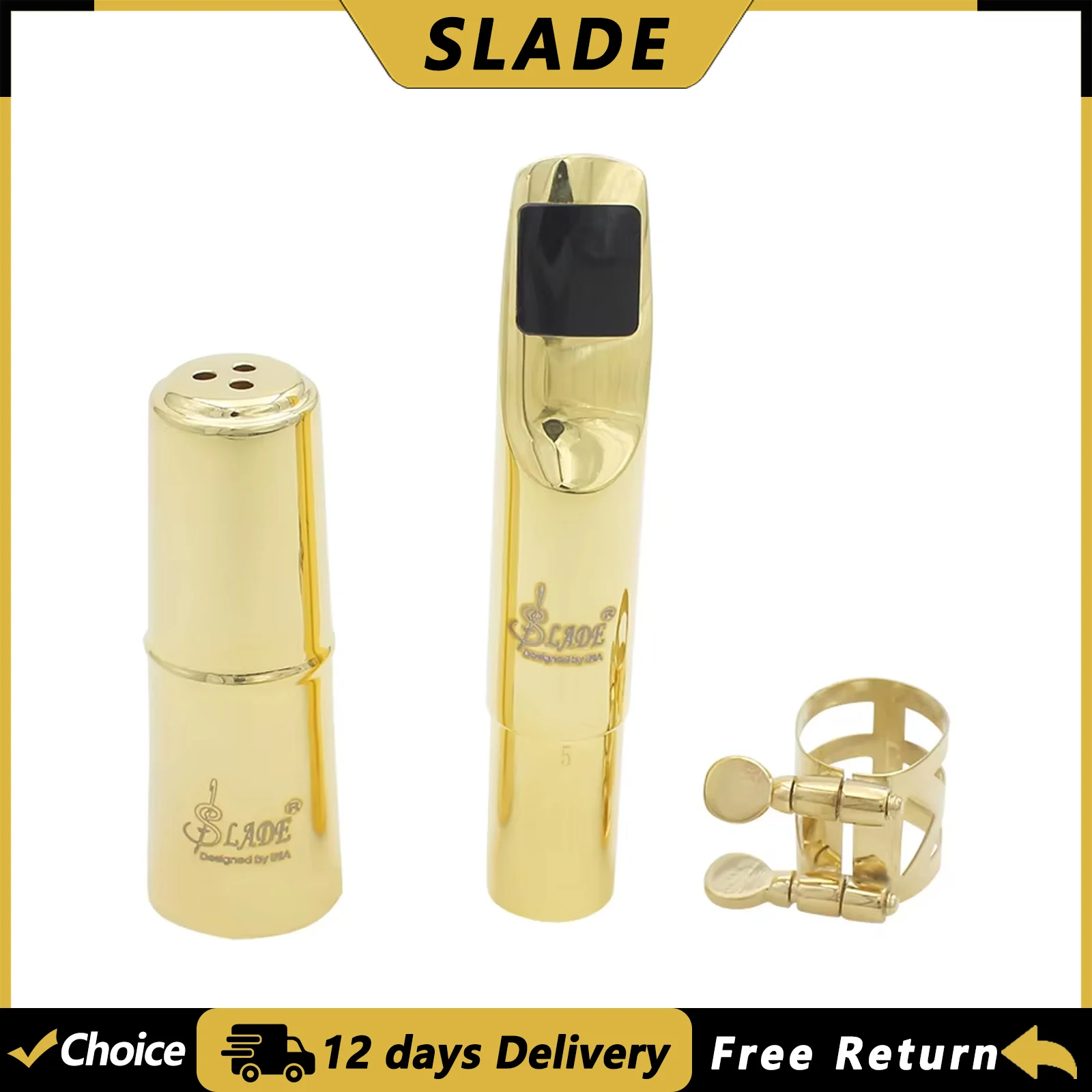SLADE Saxophone Mouthpiece 5C 6C 7C 8C Brass Alto Sax Mouthpieces Ligature Clip Woodwind Musical Instrument Parts & Accessories