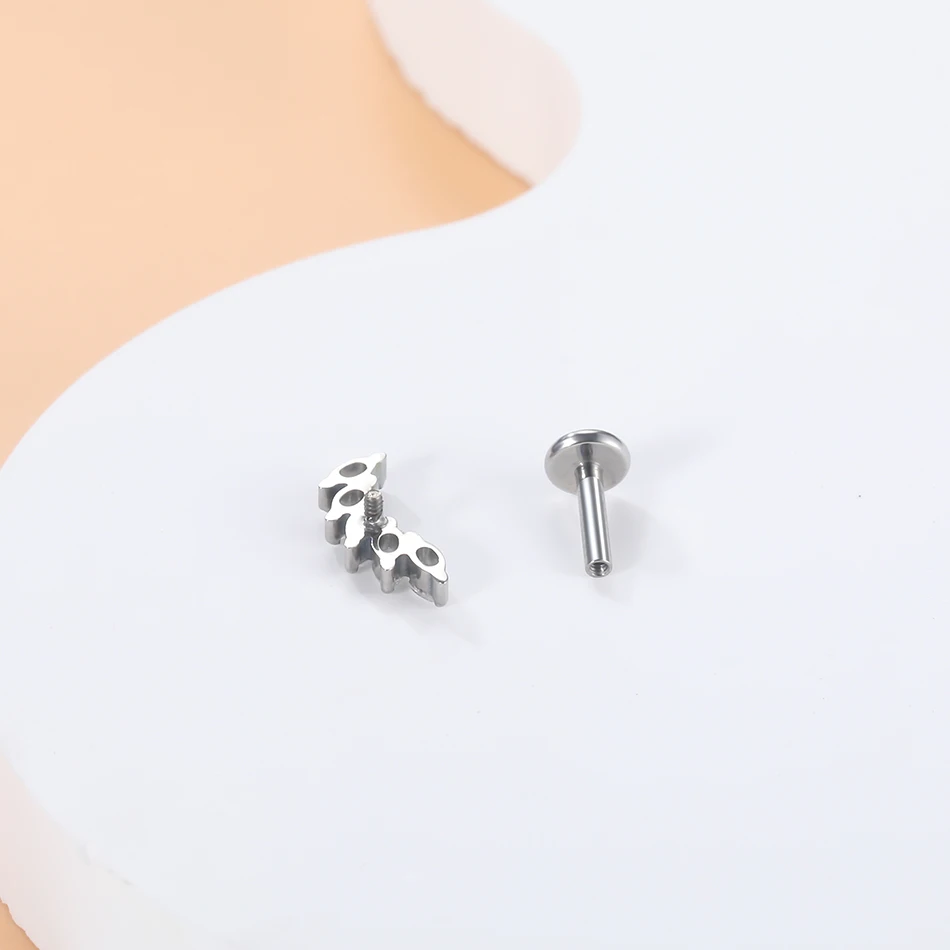 1Pc G23 Titanium Crystal Ear Tragus Labret Ring Nose Stud Internally Threaded Helix Ear Cartilage Piercing Earring for Women 16G