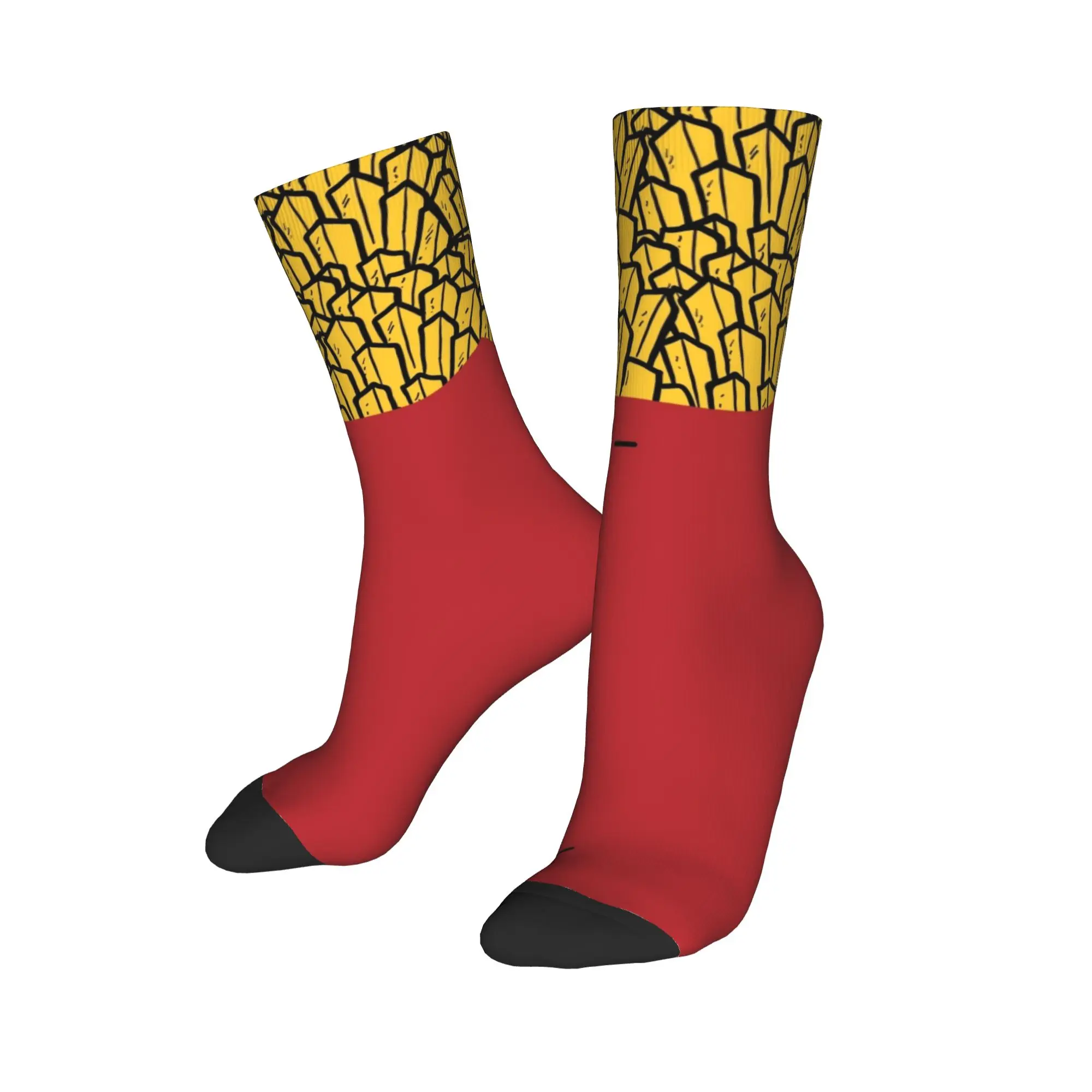 Medias divertidas Calcetines divertidos con diseño de patatas fritas de hip-hop Mujeres Hombres Calcetines cálidos y suaves para monopatín