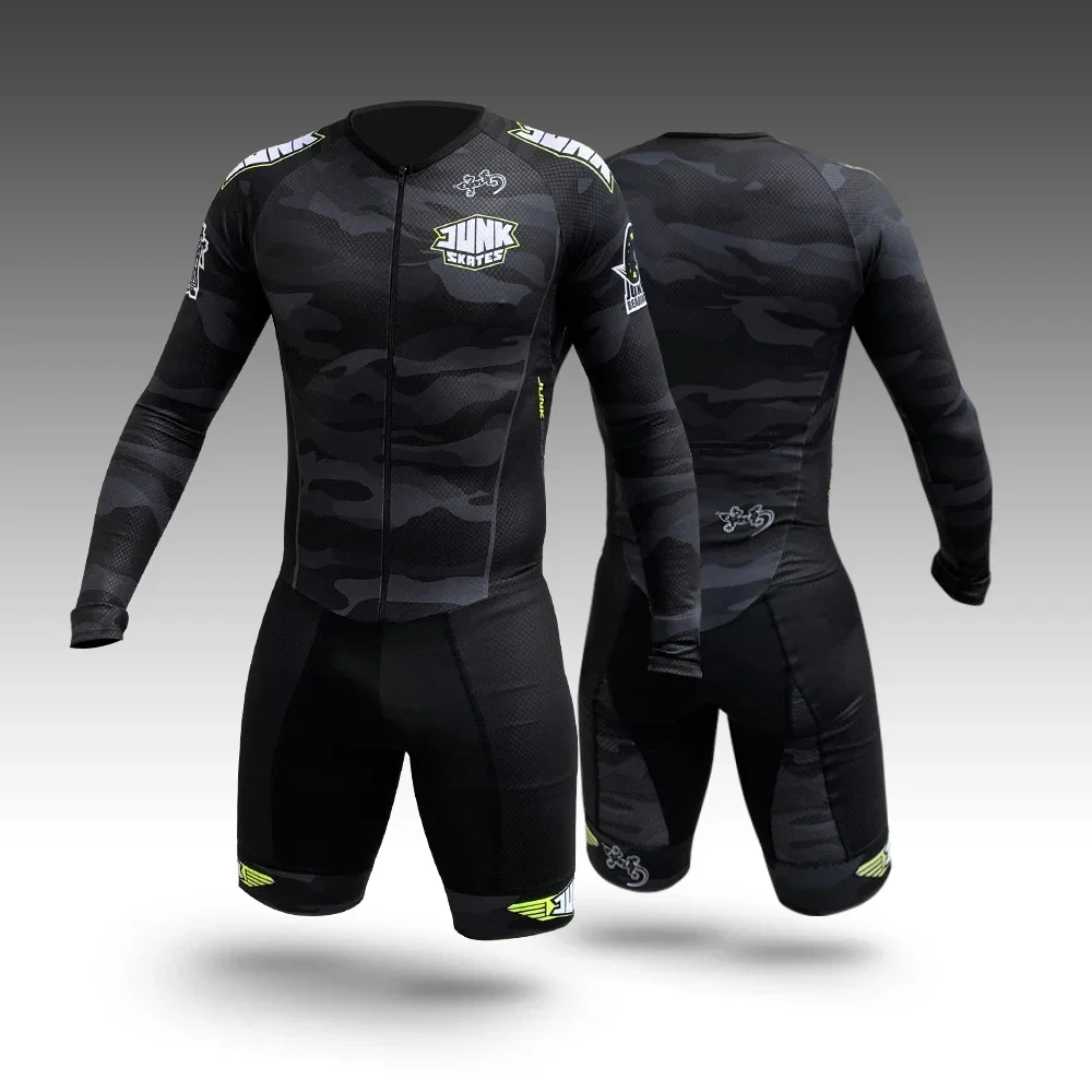 ジャンクスケートメンズトライアスロンランニングスケートスーツ自転車服ローラージャンプスーツ-ciclismo-高速スピードスーツインラインスケートスキンスーツ