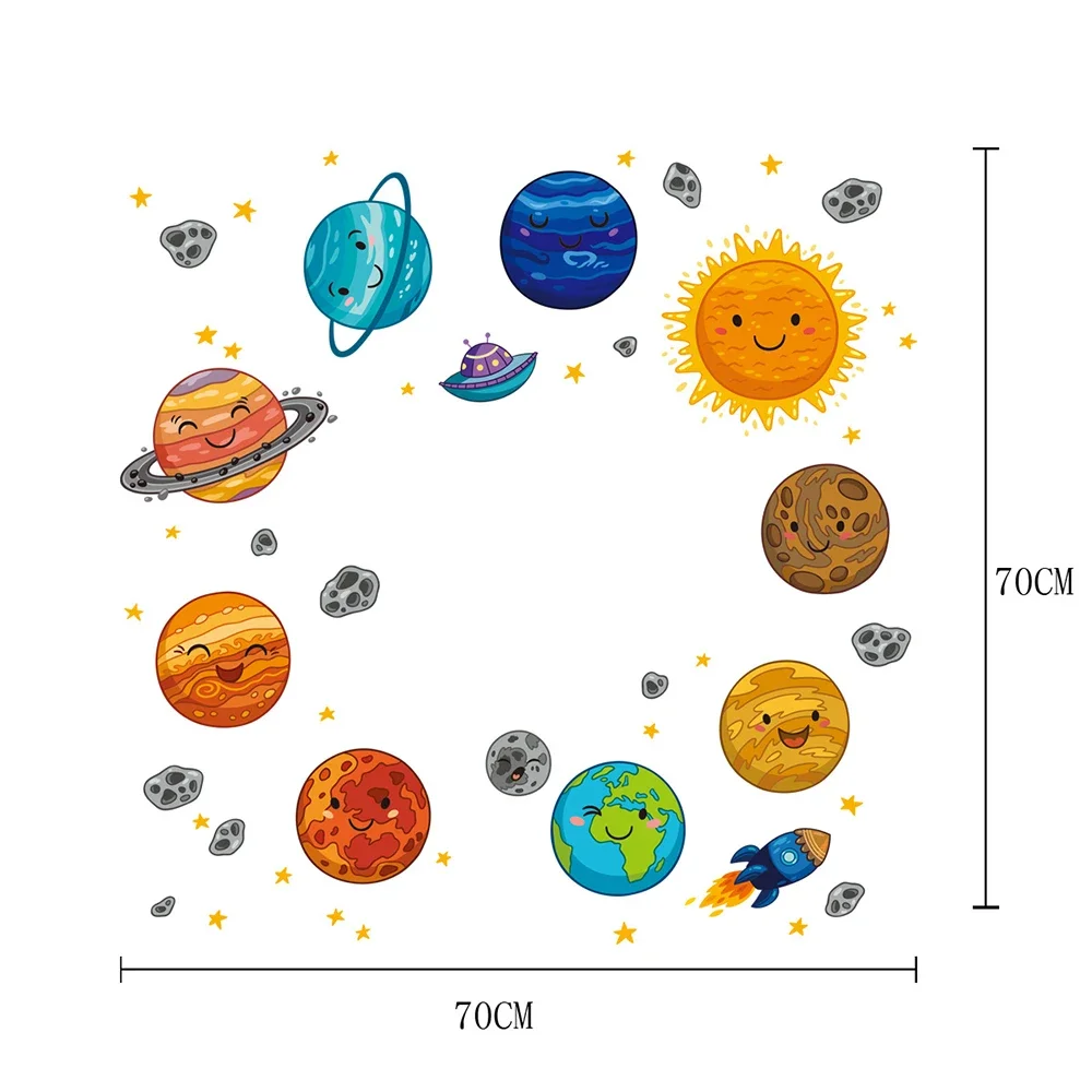 For Room Interior Decor With 5 Sheet Wall Stickers Featuring Planet Sun And Solar System Theme For Young Astronomers