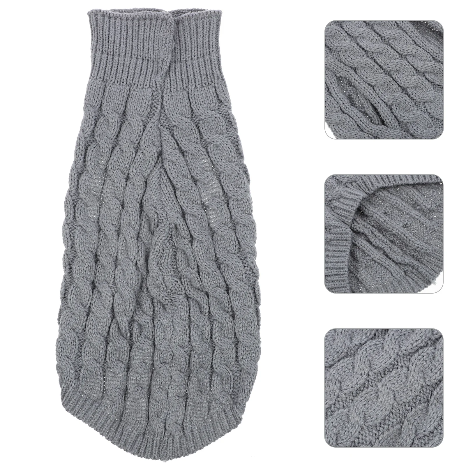 

Knitted Dog Sweater Sweaters Puppy Clothes Cute Pet Wear Grey Light Weight for Small Dogs
