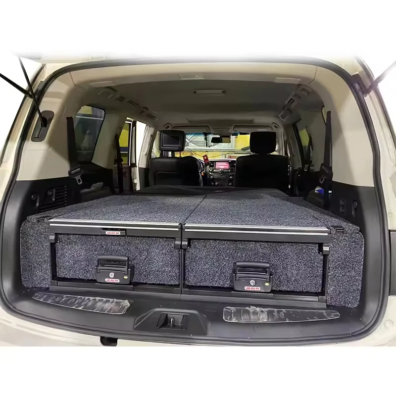 

SUV Rear Trunk Sliding Alloy Steel Storage Drawers System With Fridge Slider for Land Cruiser LC100 LC80 LC200