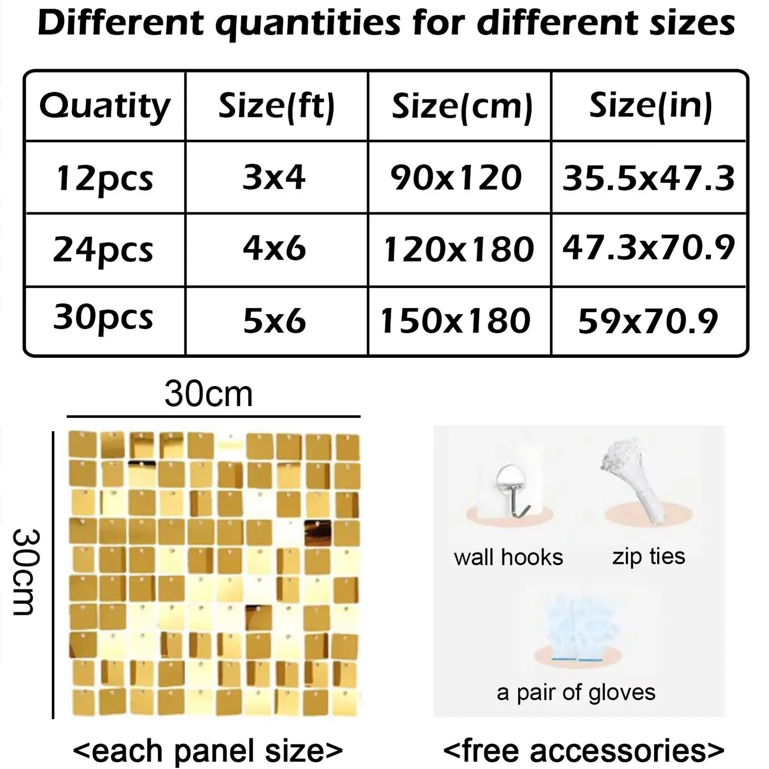 12/24/30pcs Gold Shimmer Wall Backdrop Square Glitter Panels Birthday Wedding Anniversary Party Photo Backdrop Decor Photo Props
