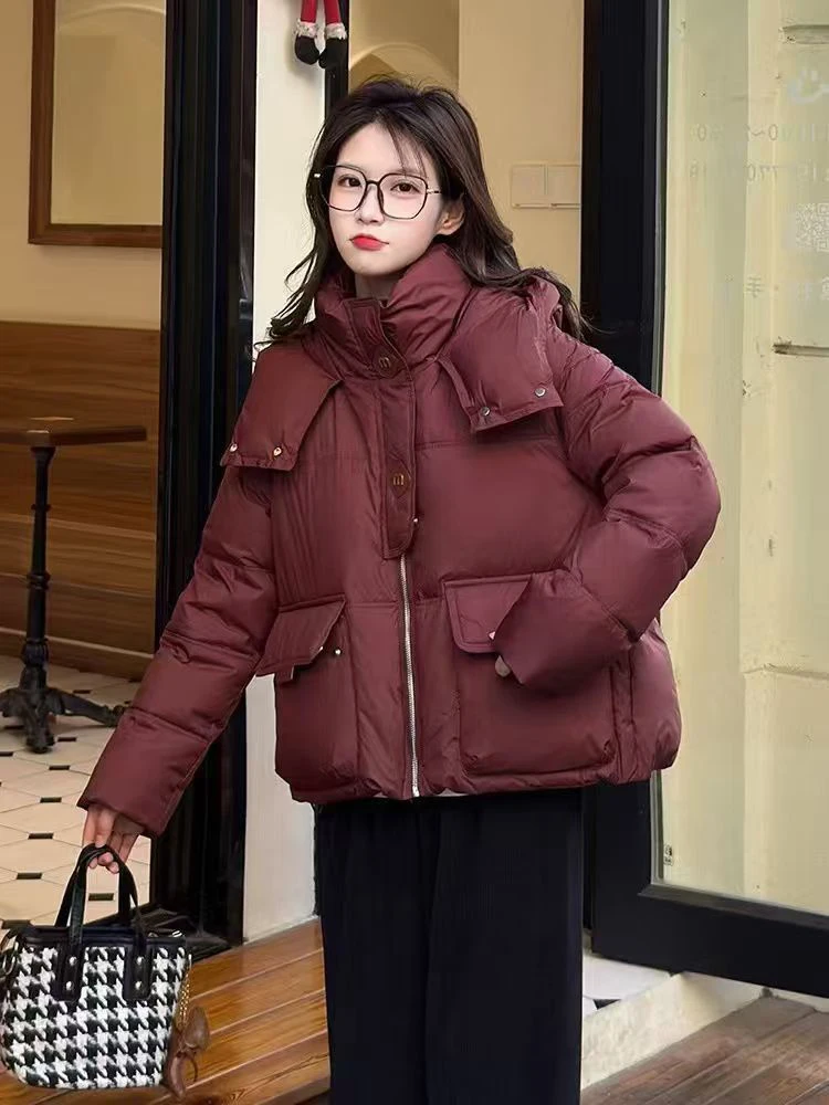 

Fashionable Lightweight Hooded Short Cotton Jacket Women's Winter New Style Small Size Korean Version Warm Thickened Coat