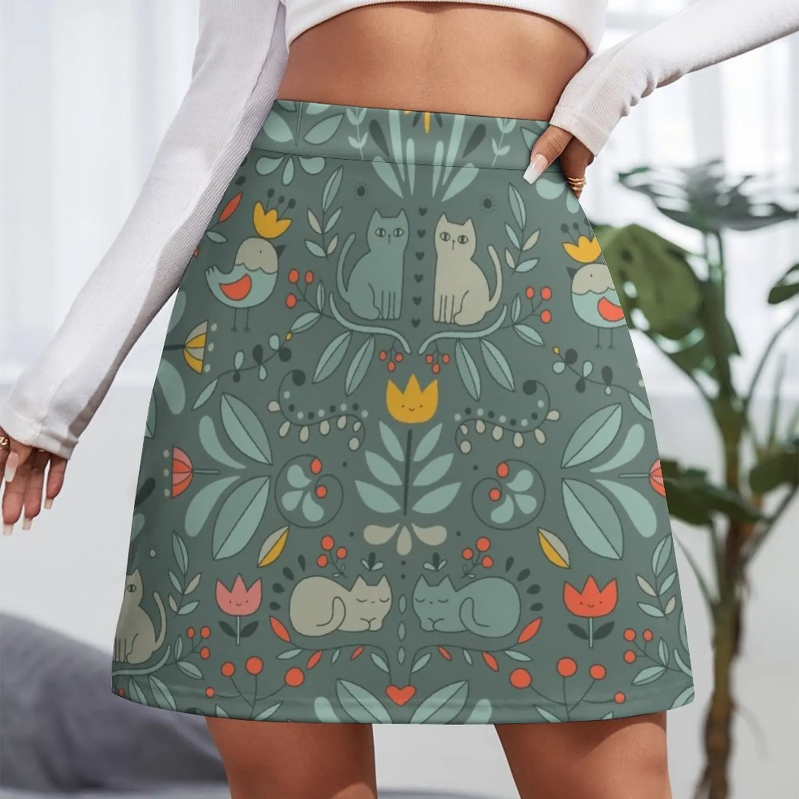 Swedish Folk Cats Mini Skirt skirts korean style women clothing dresses summer woman 2023 Woman clothing