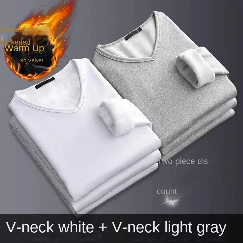 ملابس داخلية رجالية حرارية بأكمام طويلة ، قميص مبطن مخملي ، رقبة مستديرة ، قميص ضيق قاع ، شتاء ، زائد ، 2 قطعة ، 2023