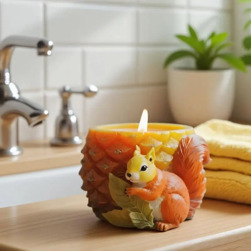 91AF Leicht zu lösende Eichhörnchen-Silikonform für Pflanzgefäße, geeignet für die Herstellung einzigartiger Kunsthandwerke und