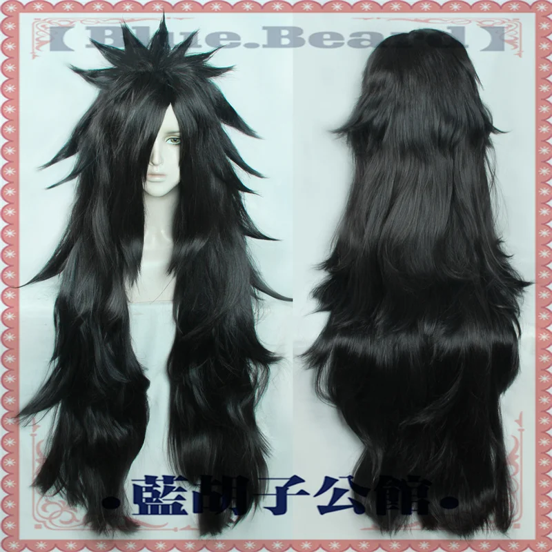 

Аниме-игра Учиха Мадара, парик для косплея, черные длинные термостойкие синтетические волосы + шапочка для парика