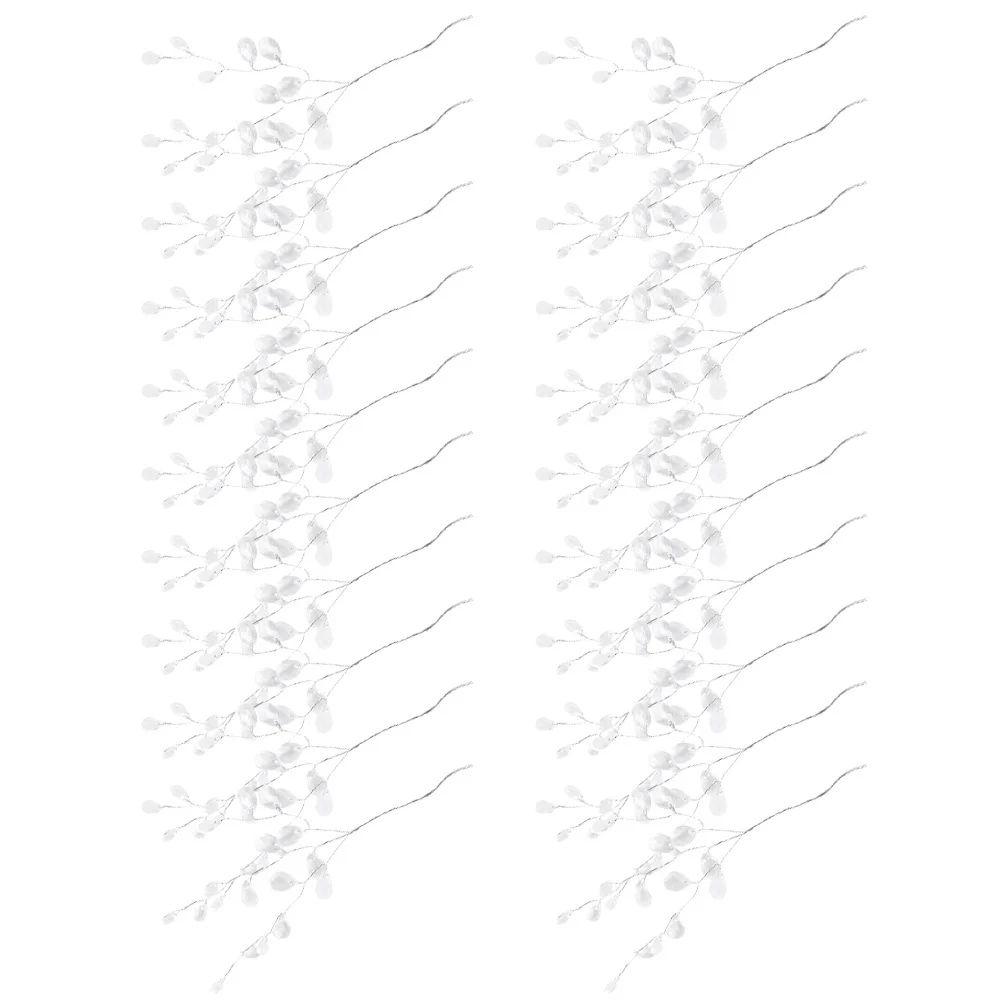 

100Pcs White Bead Flower Stems Wedding Bride Cake Bouquet Decoration DIY Accessories Floral Picks Tiaras Corsages Headband Craft