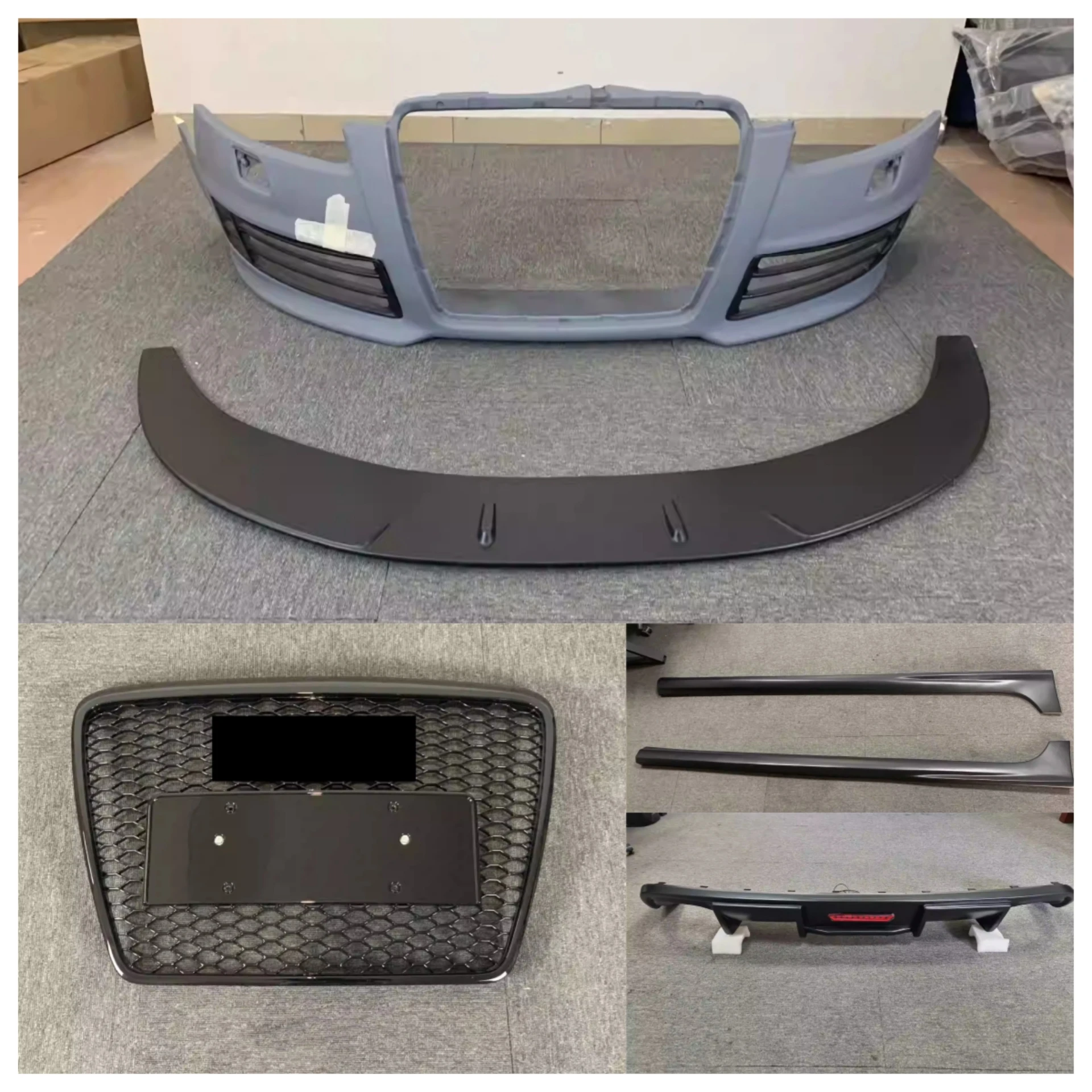 Body Kit Front Bumper Grille Rear Lip Side Skirt for Audi A6 C6 06-12 Convert RS6 Surround Car Accessories