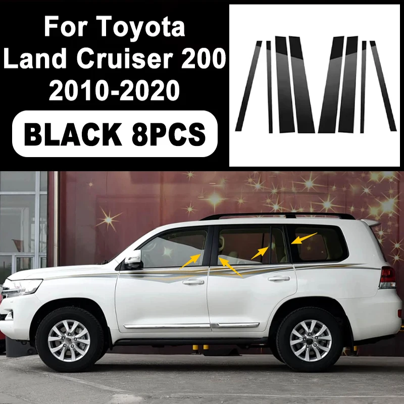 

Glossy Black B C Pillar Post Cover Car Sticker For Toyota Land Cruiser 200 2010-2020 Window Door Decorative Accessories 2019