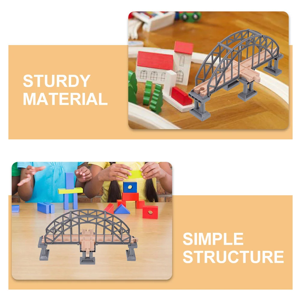 2 peças acessórios de pista brinquedos ponte de suspensão de madeira plataforma cena de trem suporta trens modelo