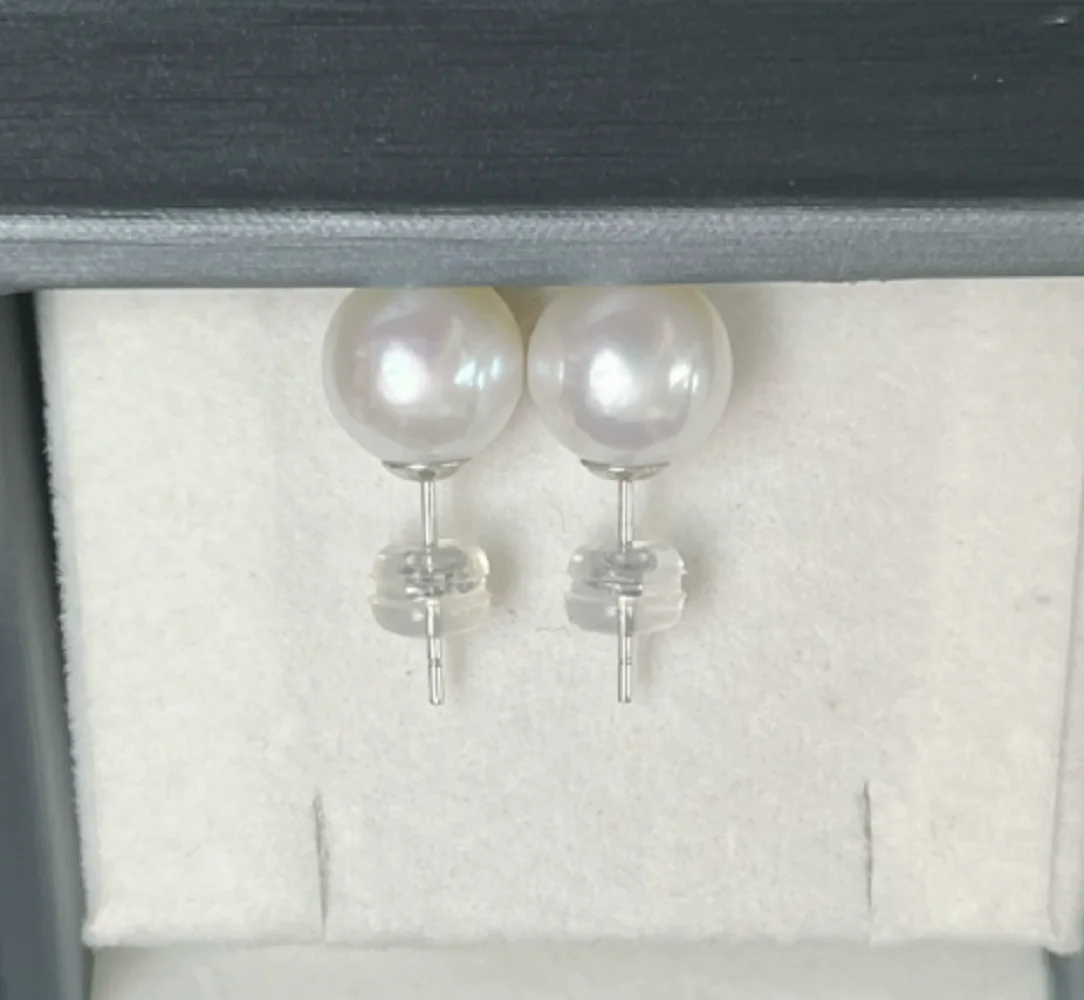 Classic high-end/elegant pearl earrings AAAA8-14mm natural pearl earrings 925