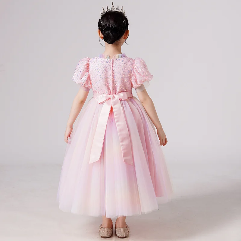 Kinder kleid high-end-prinzessin kleid spitze perlen pailletten blume mädchen hochzeit kleider geburtstag kleid klavier spielen kostüm