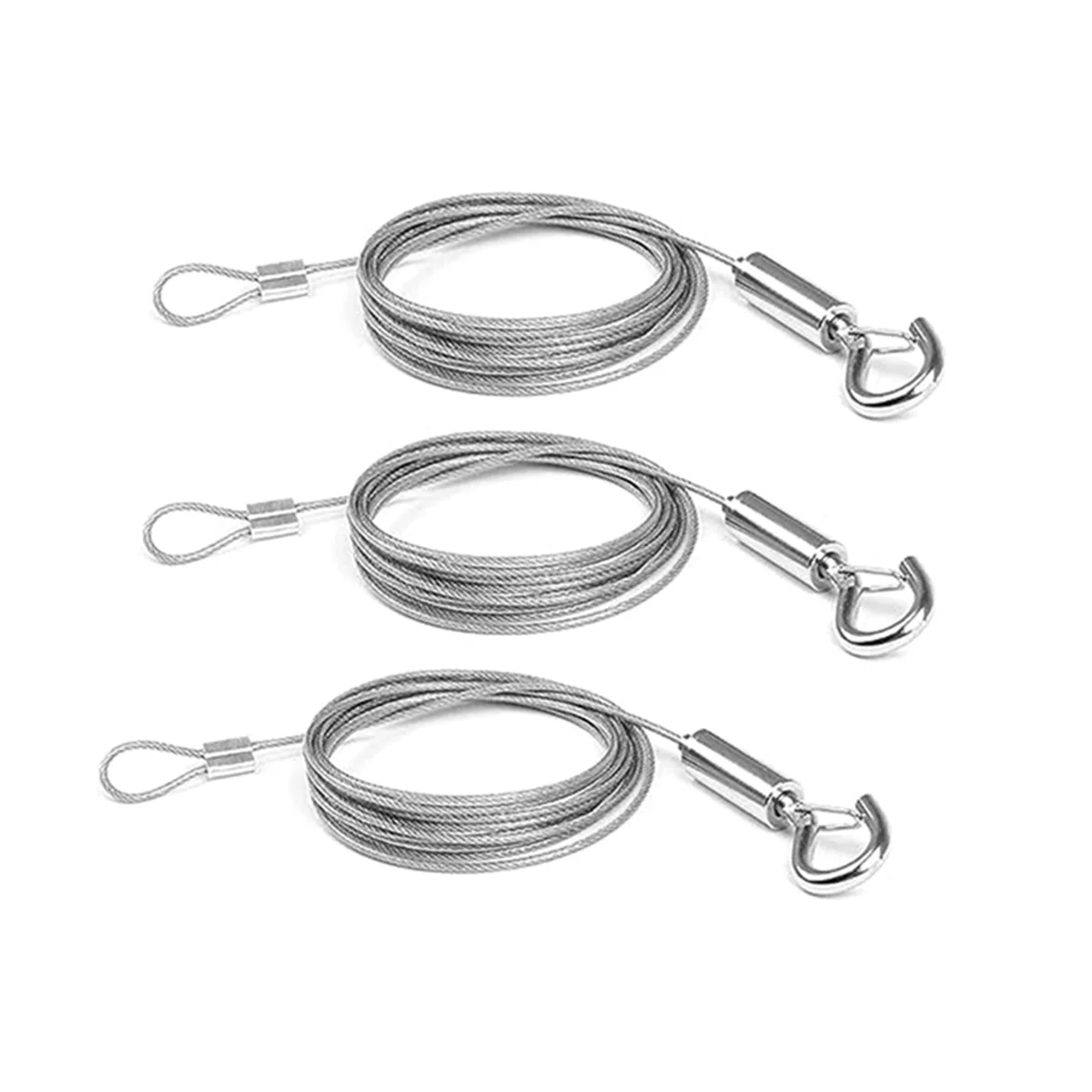 3 Stainless Steel Adjustable Lanyards Clothesline with Hooks Hanging Line for Picture Frame Planter(Single Hook)